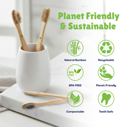 LIVINGPRO Bamboo Toothbrush, 12 Pack BPA Free Medium Softness Bristles Toothbrushes, Eco-Friendly, Natural Wooden Toothbrush
