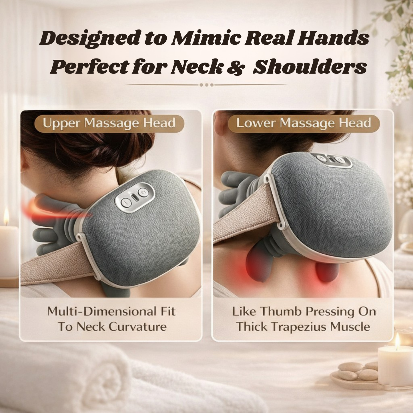 Neck Massager with Heat, Shiatsu Neck and Back Massager with 4D Kneading