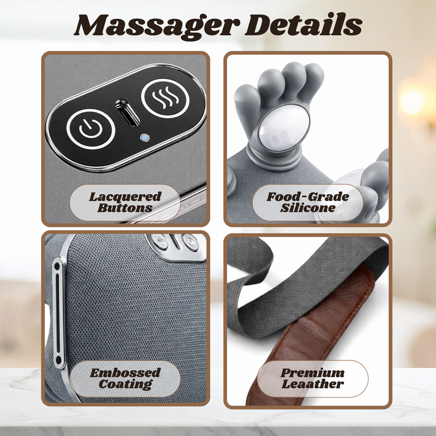 Neck Massager with Heat, Shiatsu Neck and Back Massager with 4D Kneading