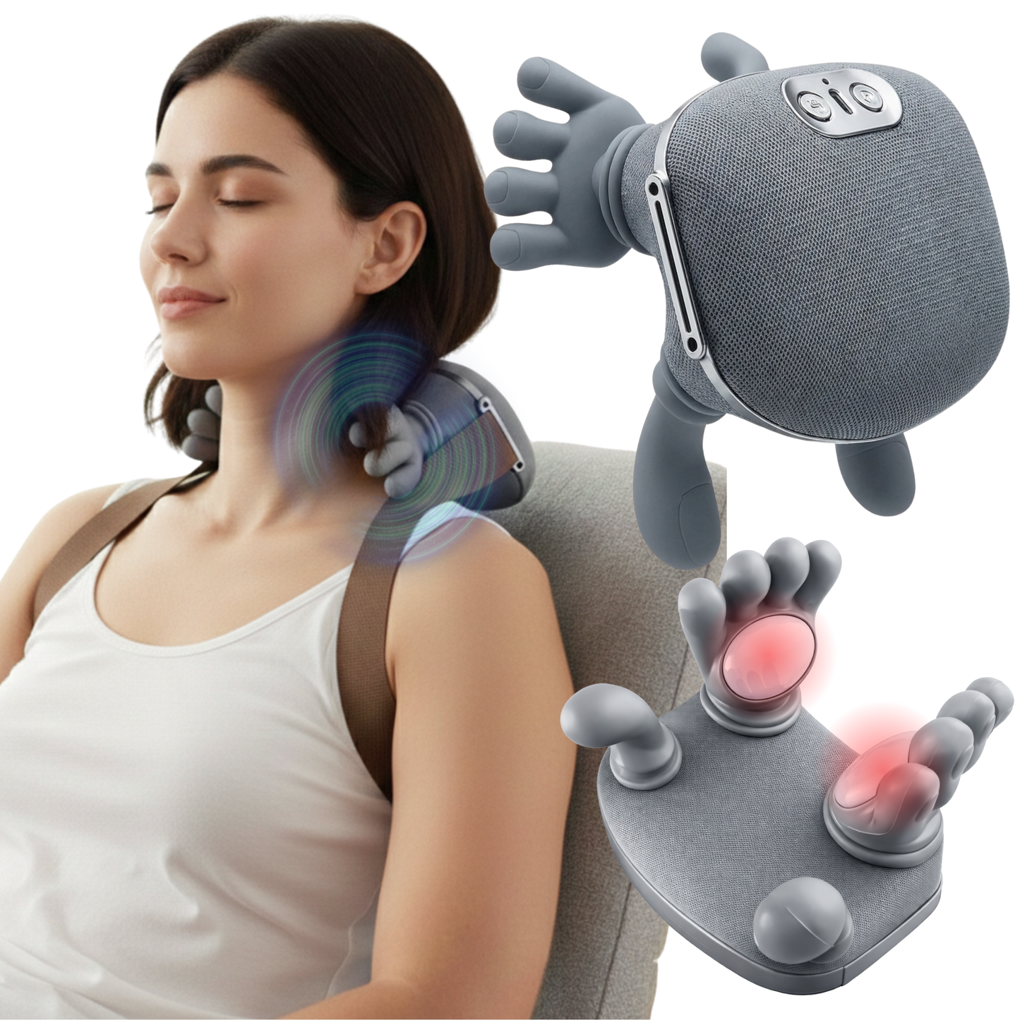 Neck Massager with Heat, Shiatsu Neck and Back Massager with 4D Kneading