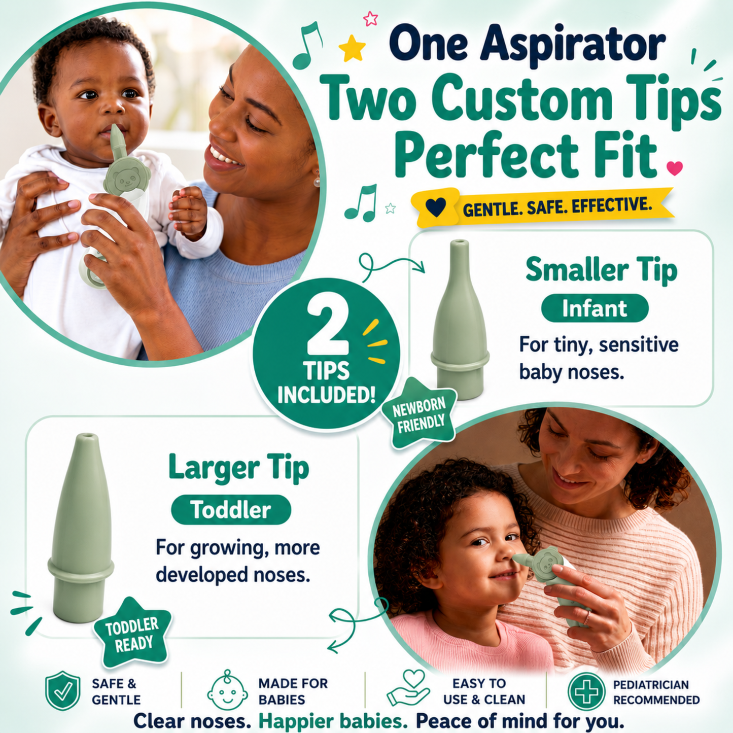 Electric Nasal Aspirator for Baby – Nose Sucker with Toddler Friendly Design, 5 Suction Levels up to 70kPa, Soothing LED & Music, Removable Lid, IPX7 Waterproof, USB-C Rechargeable
